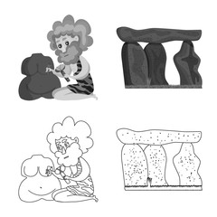 Vector design of evolution and prehistory icon. Collection of evolution and development vector icon for stock.