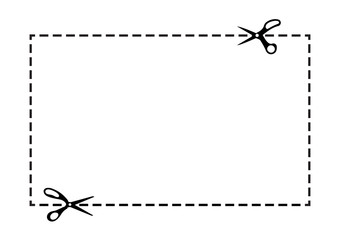 Scissors cut along the contour on a white background. Vector illustration