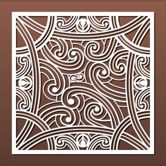 Laser cut panels template, abstract geometric pattern for metal cutout, wood carving, fretwork