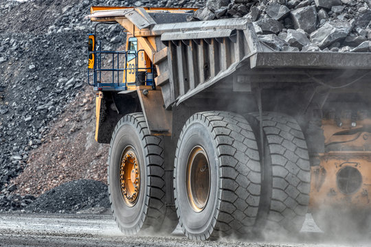 Quarry truck carries coal mined.