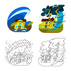Vector design of weather and distress logo. Collection of weather and crash vector icon for stock.