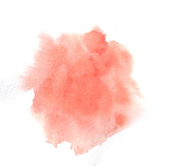 Watercolor abstract red spot. Hand-drawn on paper. Elements for background and designWatercolor texture for Valentine day, wedding, save date card.
