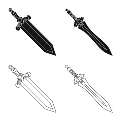 Vector illustration of game and armor sign. Set of game and blade vector icon for stock.