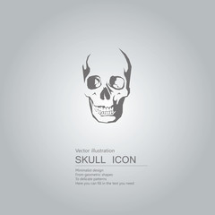 Vector drawn skull. The background is a gray gradient.