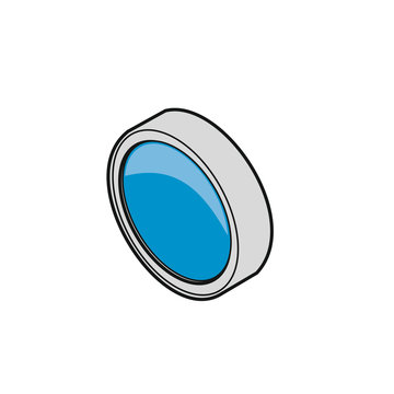 Button, blau/blanko, [coloriert]