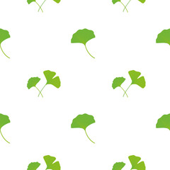 Green ginkgo leaves seamless pattern. Vector illustration