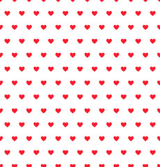Red Heart seamless pattern on white background. Valentine celebration design. Love sign. Abstract concept.