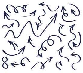 Collection of various arrows on a white background. Vector illustration