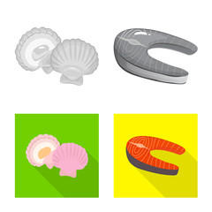Vector design of fresh and restaurant symbol. Set of fresh and marine stock symbol for web.