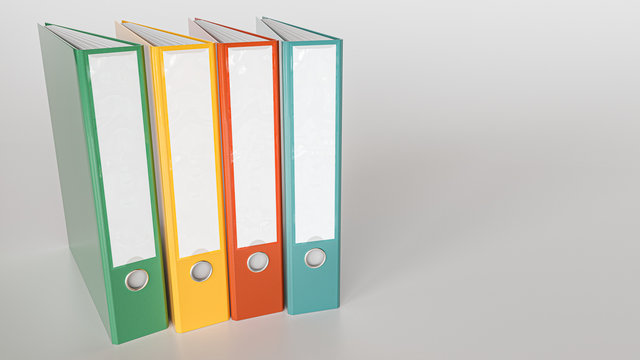 Colorful folders on white ground as 3d Rendering