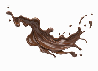 chocolate splash in shape of spiral and twist, 3d illustration.