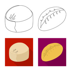 Vector illustration of products and cooking sign. Set of products and appetizer stock vector illustration.