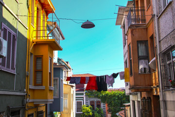 Colorful streets of Balat in Istanbul, Turkey