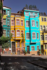 Fototapeta na wymiar Colorful buildings in Balat in Istanbul