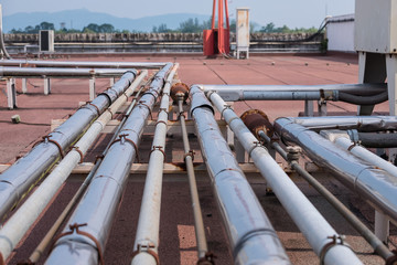 Air water pipes installed on the floor