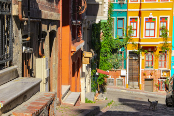 Fototapeta na wymiar Colorful buildings in Balat in Istanbul