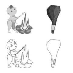 Vector illustration of evolution and prehistory symbol. Set of evolution and development stock symbol for web.