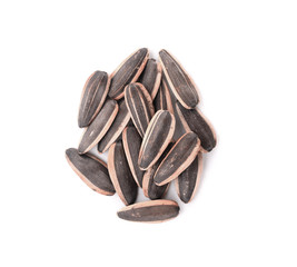 Healthy sun-flower seeds on a white background