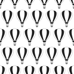 Wallpaper with hot air balloons for boys and girls. Seamless pattern with airships. Vector concept background for children poster or card. Cute baby print. 