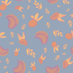 oranges with leaves seamless repeat pattern design