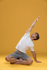 Man practicing yoga pose