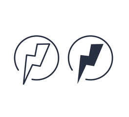 Lightning Electric Icon Vector Illustration. Battery button. Power vector logo design element. Energy and thunder