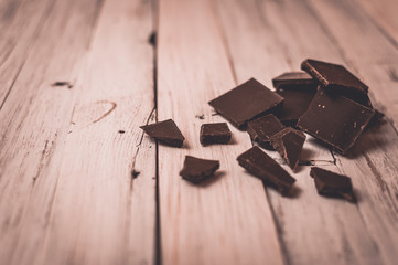 dark chocolate without sugar and gluten free for diabetics and allergics. Black chocolate broken...