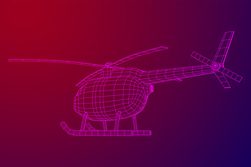 Helicopter aircraft vehicle. Wireframe low poly mesh vector illustration.