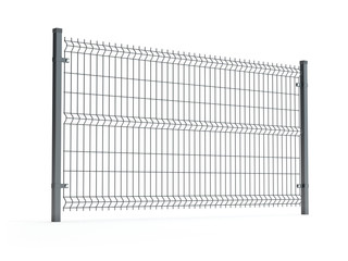 Fence panel isolated on white, rod type, 3D illustration