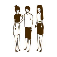 silhouette of group of people standing on white background