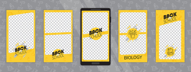 Trendy editable template for social media. Photo overlay with a school theme. Everything built on layers and editable shapes.