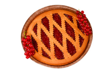 Strawberry pie isolated on white background