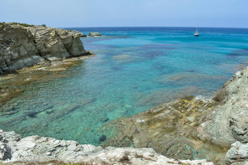 Sentier des Douaniers, a coastal path on the Cap Corse from Barcaggio to Macinaggio. Corsica, France