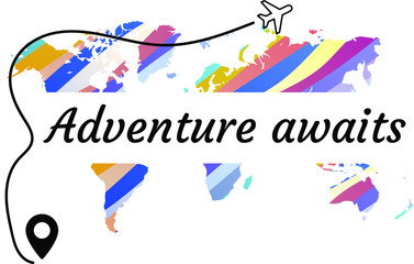 Adventure awaits. Calligraphy saying for print. Vector Quote