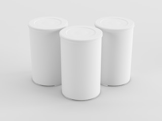 Tin can mockup. Studio shot 3D rendering.