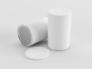Tin can mockup. Studio shot 3D rendering.