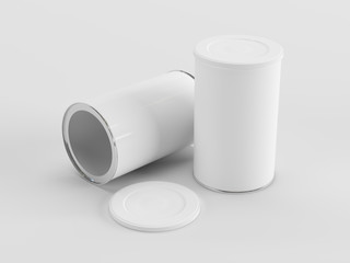 Tin can mockup. Studio shot 3D rendering.