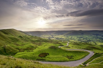 Beautiful view of Mam Tor, Peak District, Derbyshire, England, UK