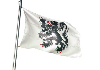 Binche of Belgium flag waving isolated on white background
