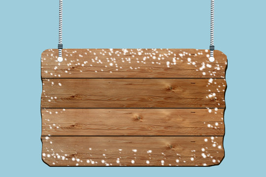 Christmas banner wooden sign, snow board with copy space - Powered by Adobe