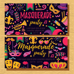 Masquerade banner vector template