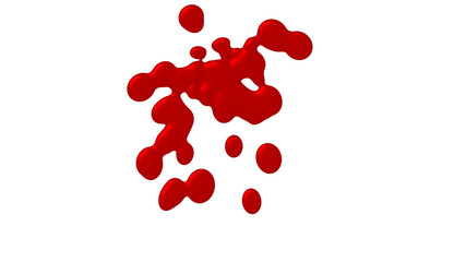 splashes of red ink or blood 3d render