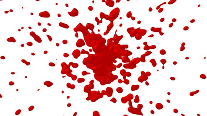 splashes of red ink or blood 3d render