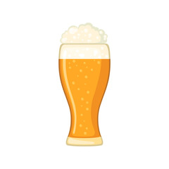 Beer glass in flat style isolated on white background.
