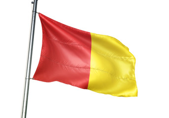 Liege of Belgium flag waving isolated on white background