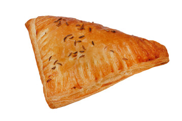 Tasty bun with jam on a white isolated background