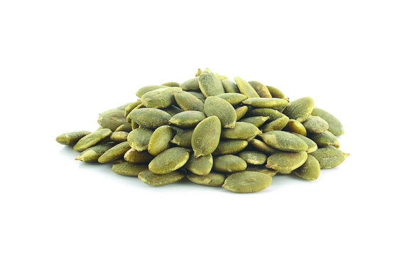 Pumpkin Seeds On White Background.