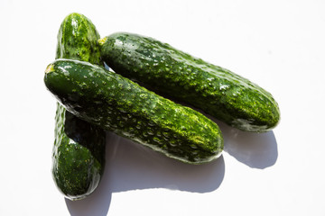 fresh cucumbers isolated on white background