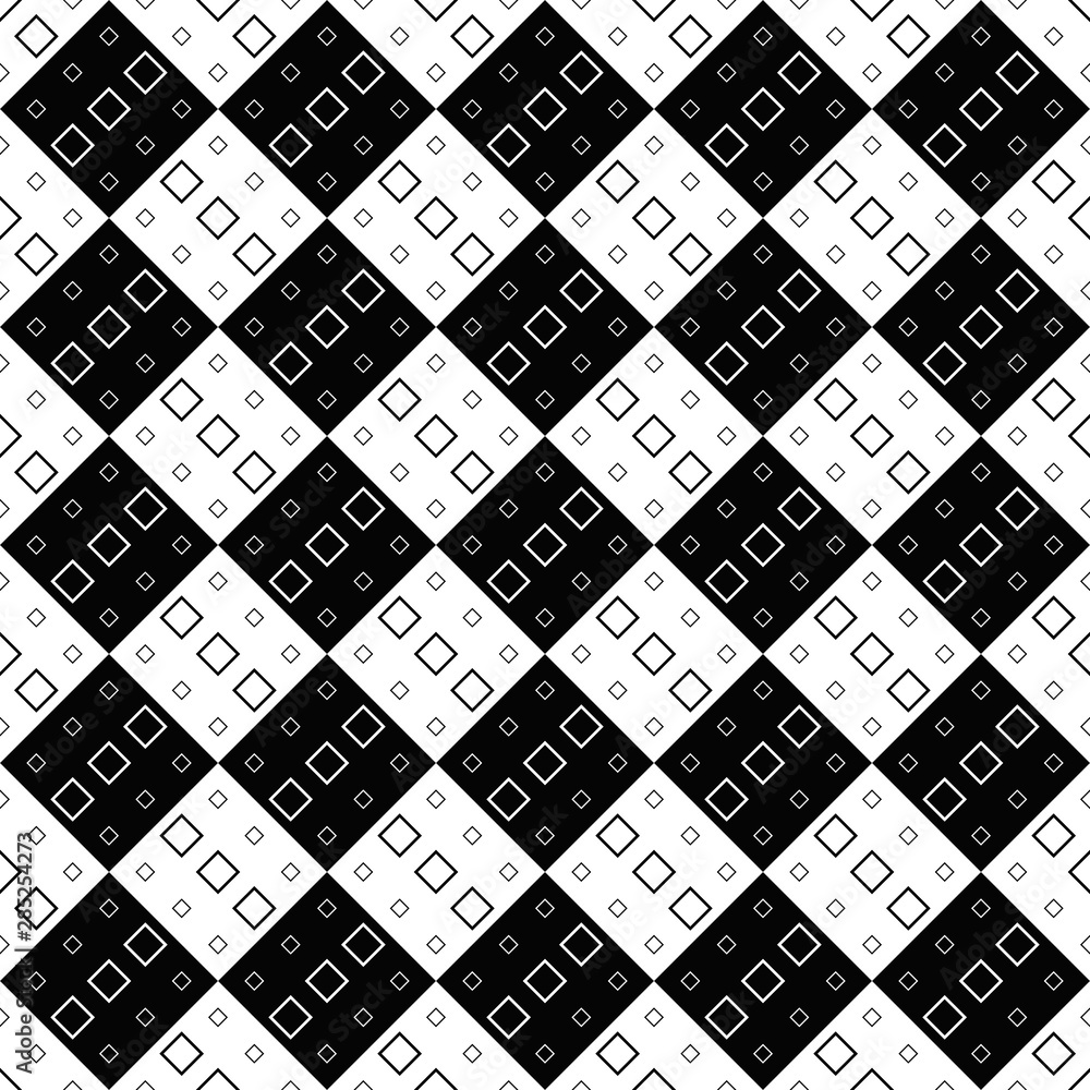 Poster seamless geometrical square pattern background - abstract black and white vector illustration from d