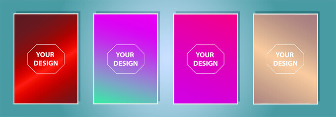 Set of a4 Vector EPS 10 illustration Gradient Background Texture. Template for design, banner, flyer, business card, poster, wallpaper, brochure, smartphone screen, mobile app.